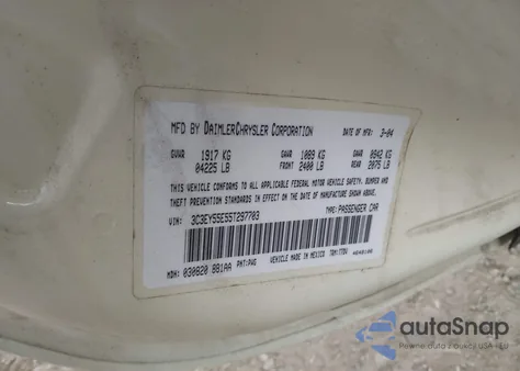 2005 Chrysler Pt Cruiser Touring из США, поврежденный, VIN 3C3EY55E55T297703